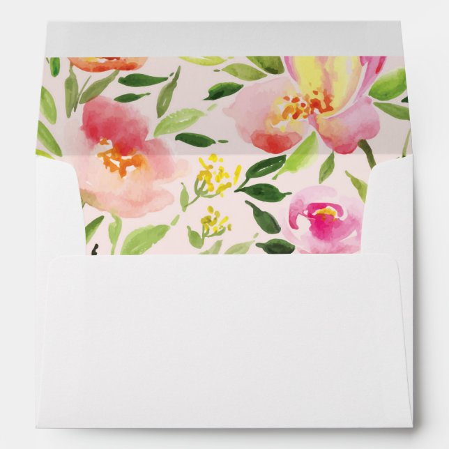 WATERCOLOR GARDEN WEDDING envelope liner (Back (Bottom))