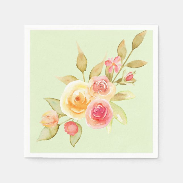 Watercolor Garden Wedding Napkin (Front)