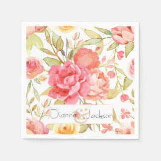 Watercolor Garden Wedding Napkin