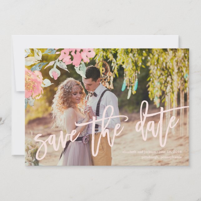 WATERCOLOR GARDEN WEDDING Save the Date Card (Front)