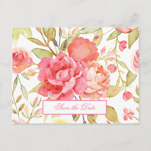 Watercolor Garden Wedding Save The Date Postcard