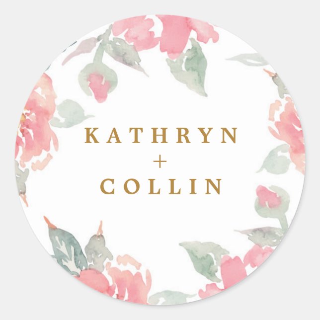 WATERCOLOR GARDEN WEDDING sticker seals (Front)