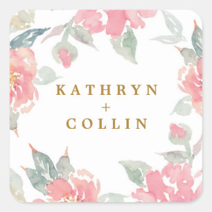 WATERCOLOR GARDEN WEDDING sticker seals