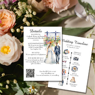 Watercolor Garden Wedding With Program & QR Code Enclosure Card