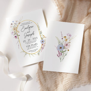 Watercolor Garden Wildflowers Boho Modern Wedding Invitation
