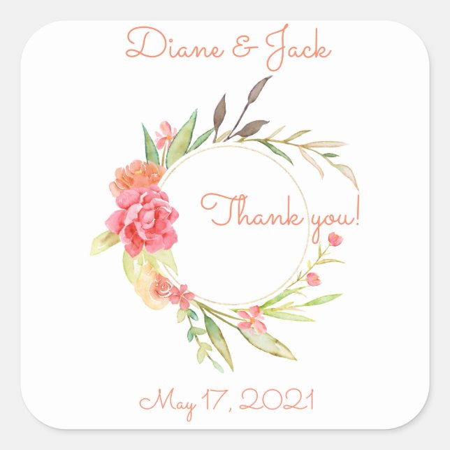Watercolor Garden Wreath Stickers (Front)