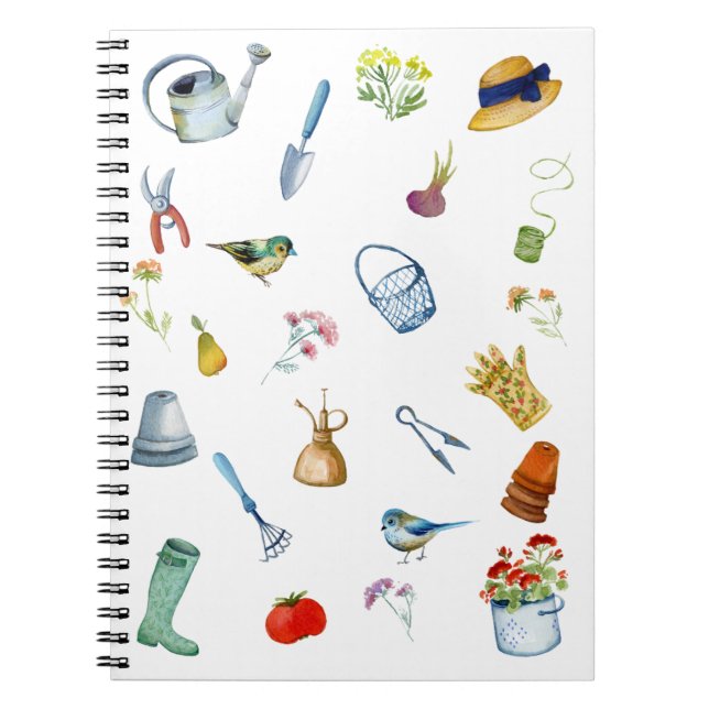 Watercolor Gardening Spiral Notebook (Front)