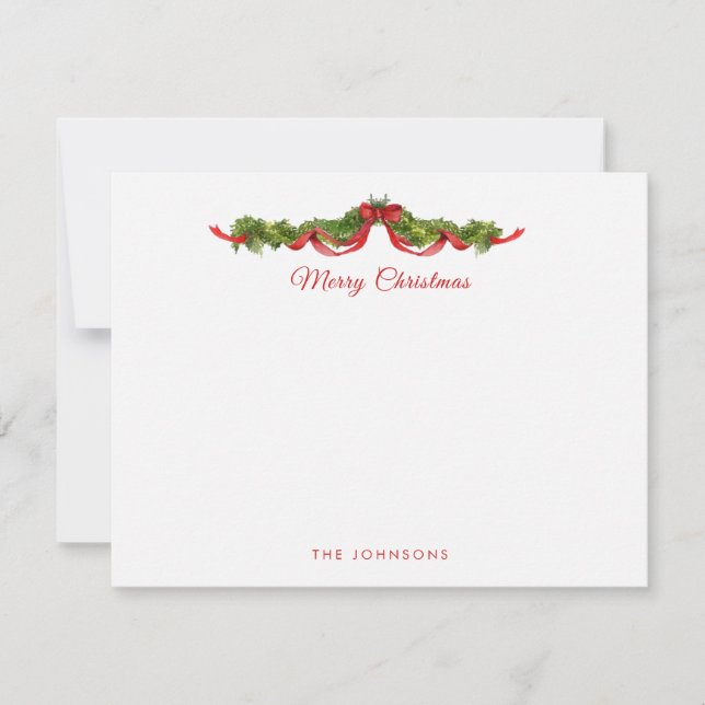 Watercolor garland Merry Christmas  Thank You Card (Front)