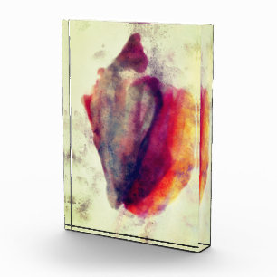 Watercolor Gastropod Burgundy Gold Snail Shell Photo Block