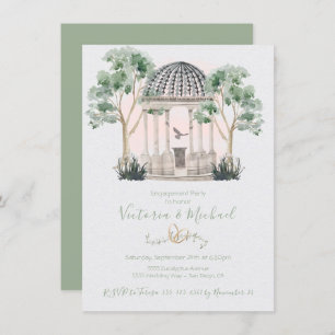 Watercolor gazebo with eucalyptus trees invitation