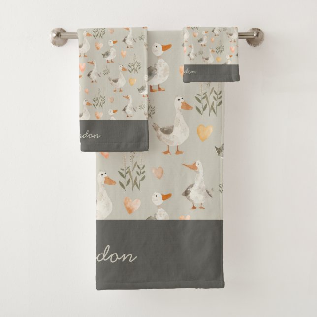 Watercolor Geese - Customisable Towel Set (Insitu)