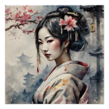 Watercolor Geisha no 1