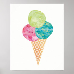 Watercolor gelato ice cream print poster