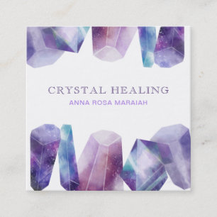 * Watercolor Gem Cosmos Gemstone Universe Crystals Square Business Card