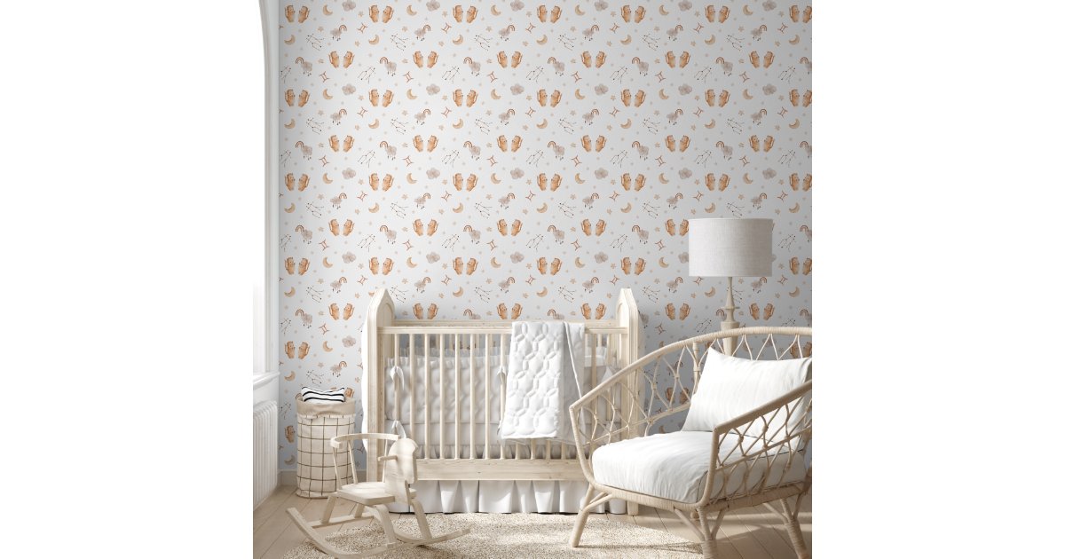 Watercolor Gemini Zodiac Nursery Wallpaper | Zazzle