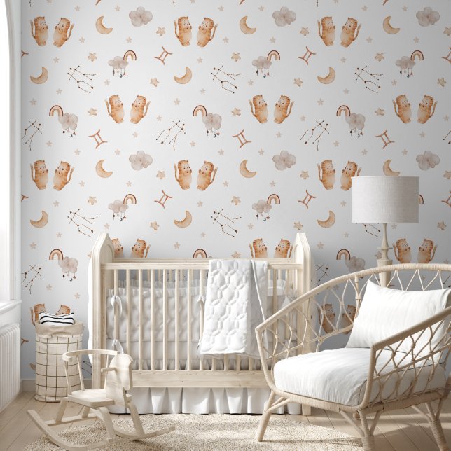 Watercolor Gemini Zodiac Nursery Wallpaper (Kids)