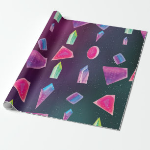 Watercolor Gems Colourful Galaxy Colours Wrapping Paper