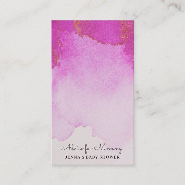 Watercolor gemstone hot pink Baby Shower Advice Enclosure Card (Front)