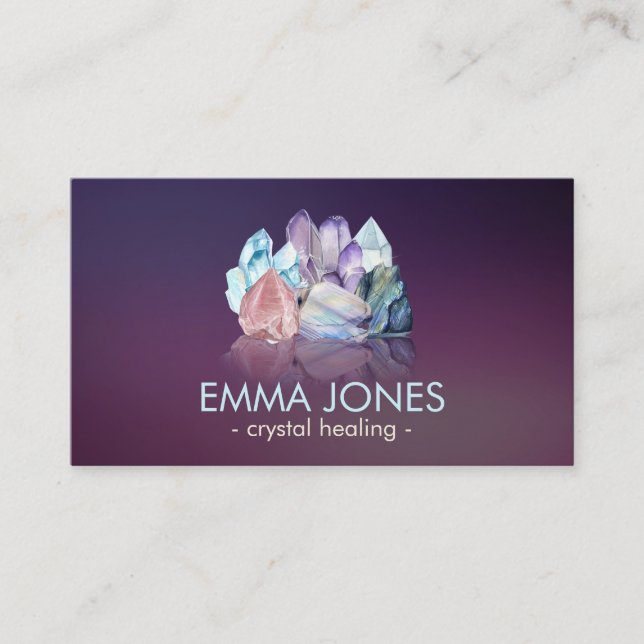 Watercolor gemstones - crystals business card (Front)