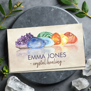 Watercolor gemstones - crystals business card