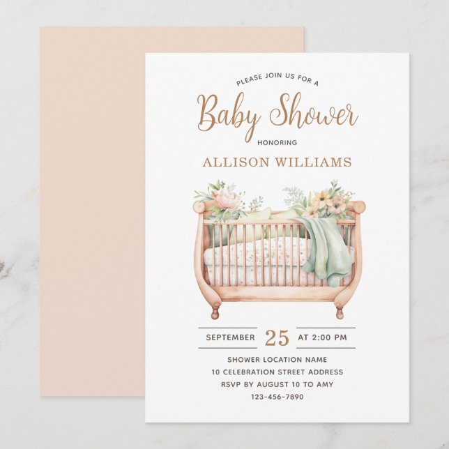 Watercolor Gender Neutral Couples Baby Shower   Invitation (Front/Back)