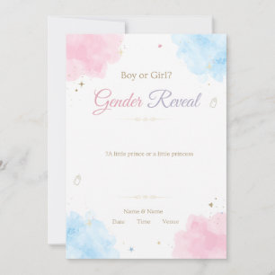 Watercolor Gender Reveal Invitation Pink & Blue