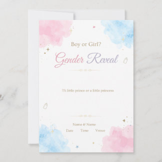 Watercolor Gender Reveal Invitation | Pink & Blue
