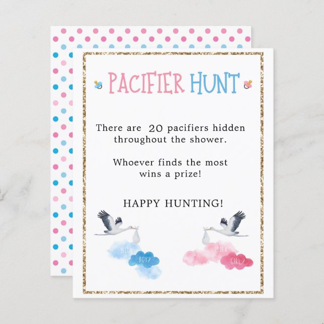 Watercolor Gender Reveal Pacifier Hunt Game (Front/Back)