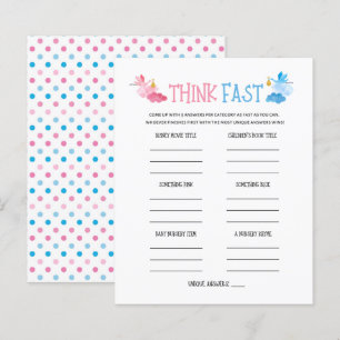 Watercolor Gender Reveal Think Fast Game