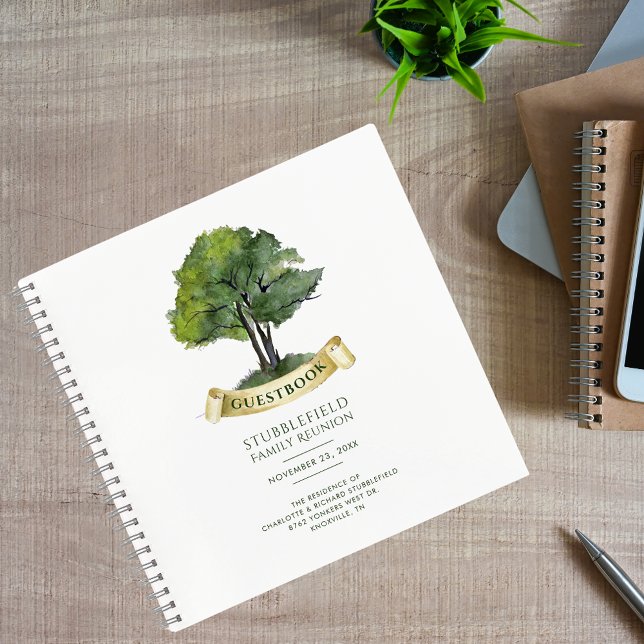 Watercolor Genealogy Tree Family Reunion Guest Notebook (Family Reunion Genealogy Tree Guestbook Notebook)