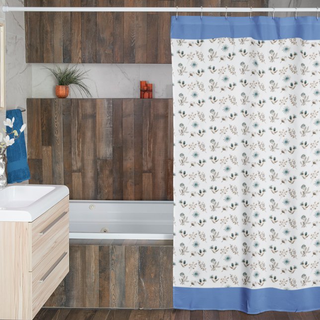 Watercolor Gentle Blue Floral Shower Curtain (Creator Uploaded)