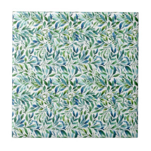 Watercolor Gentle Leaf Botanical Pattern Tile