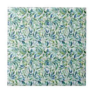 Watercolor Gentle Leaf Botanical Pattern Tile