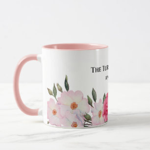 Watercolor Gentle Pink White Roses Illustration Mug