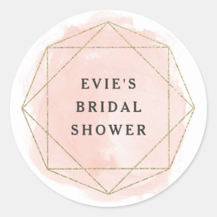 Watercolor geo faux glitter bridal shower sticker