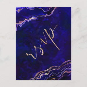 Watercolor Geode Modern Calligraphy Wedding RSVP Postcard