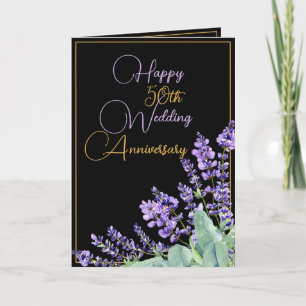 Watercolor Geometric 50th Wedding Anniversary Card