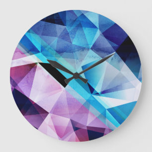 Watercolor Geometric Abstract Background Large Clock
