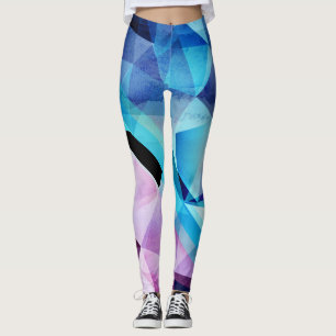 Watercolor Geometric Abstract Background Leggings