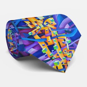 Watercolor Geometric Abstract Contemporary Tie