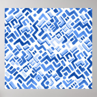 Watercolor Geometric Abstract Seamless Pattern Poster