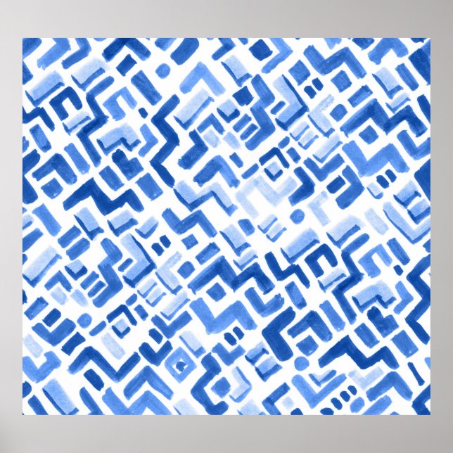 Watercolor Geometric Abstract Seamless Pattern Poster (Front)