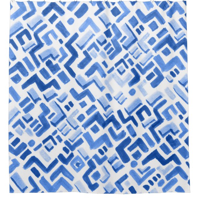 Watercolor Geometric Abstract Seamless Pattern Shower Curtain (Front)
