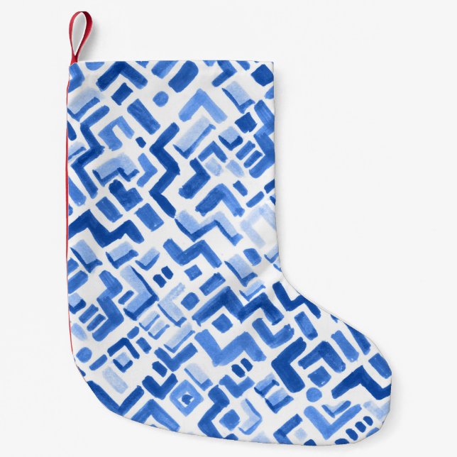 Watercolor Geometric Abstract Seamless Pattern Small Christmas Stocking (Front)