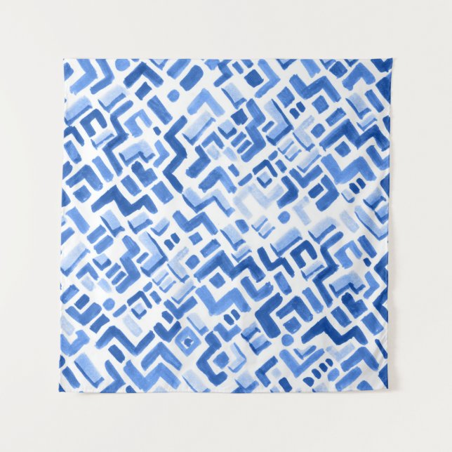 Watercolor Geometric Abstract Seamless Pattern Tapestry (Front)