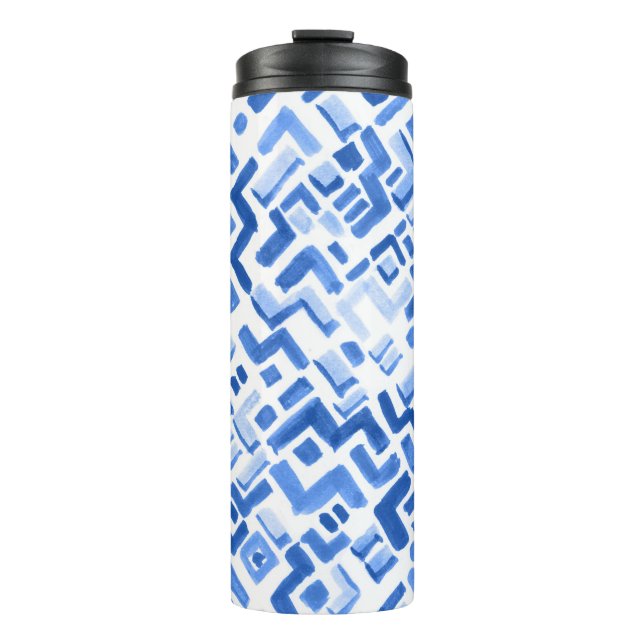 Watercolor Geometric Abstract Seamless Pattern Thermal Tumbler (Front)