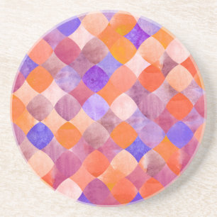 Watercolor geometric, Arab fish scales. Coaster