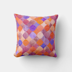 Watercolor geometric, Arab fish scales. Cushion