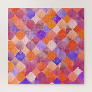 Watercolor geometric, Arab fish scales. Jigsaw Puzzle