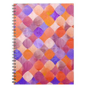 Watercolor geometric, Arab fish scales. Notebook